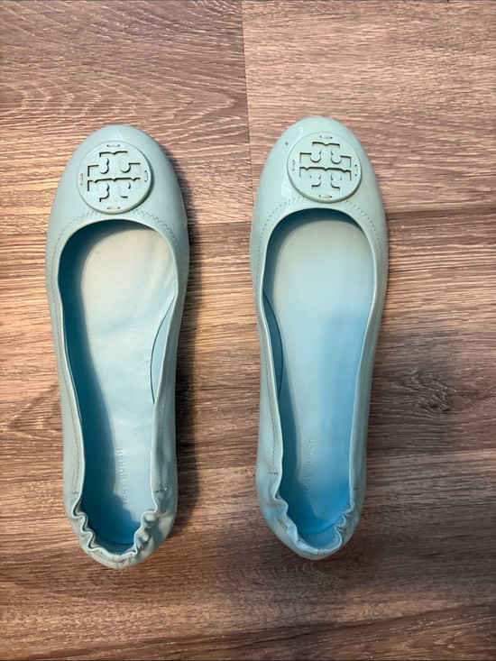 Tory Burch Shoes - Tory Burch Mint Blue Leather Reva Ballet Flats